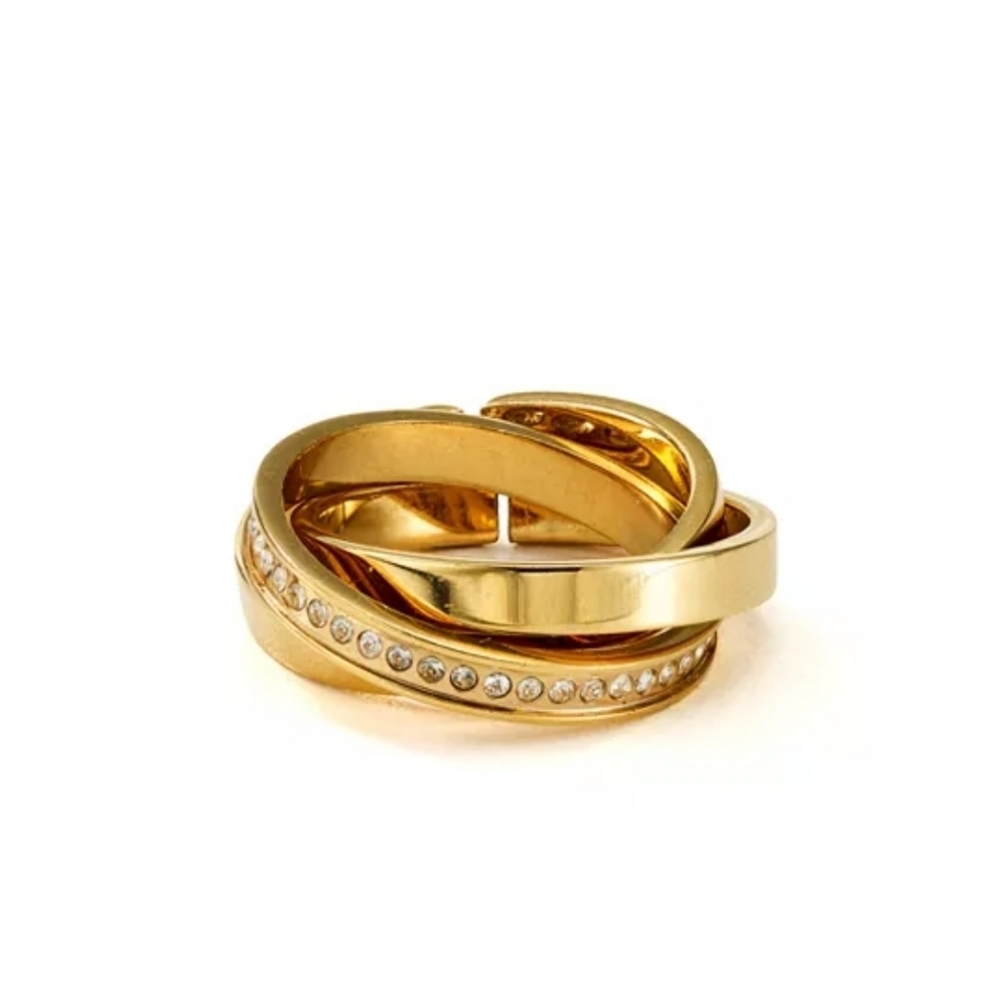 New Vita Fede Cassio Pav Triple Ring Set Size 75 Stainless Steel Gold Painted 30$